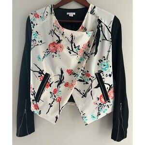 Y2K Xhilaration™  Oblique Jacket, Shoulder Buckle, Moto, Floral Print, XS